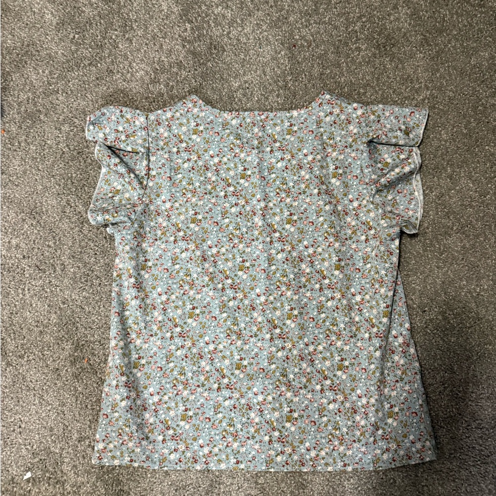 SHEIN Floral Print Ruffle Sleeve Blouse